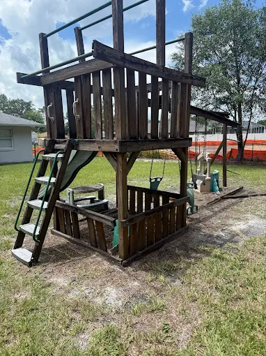 Garage with household debris and items to be removed